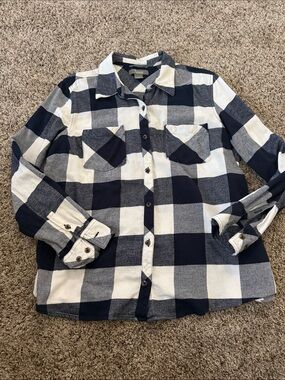 Natural Reflections Navy and White Plaid Shirt